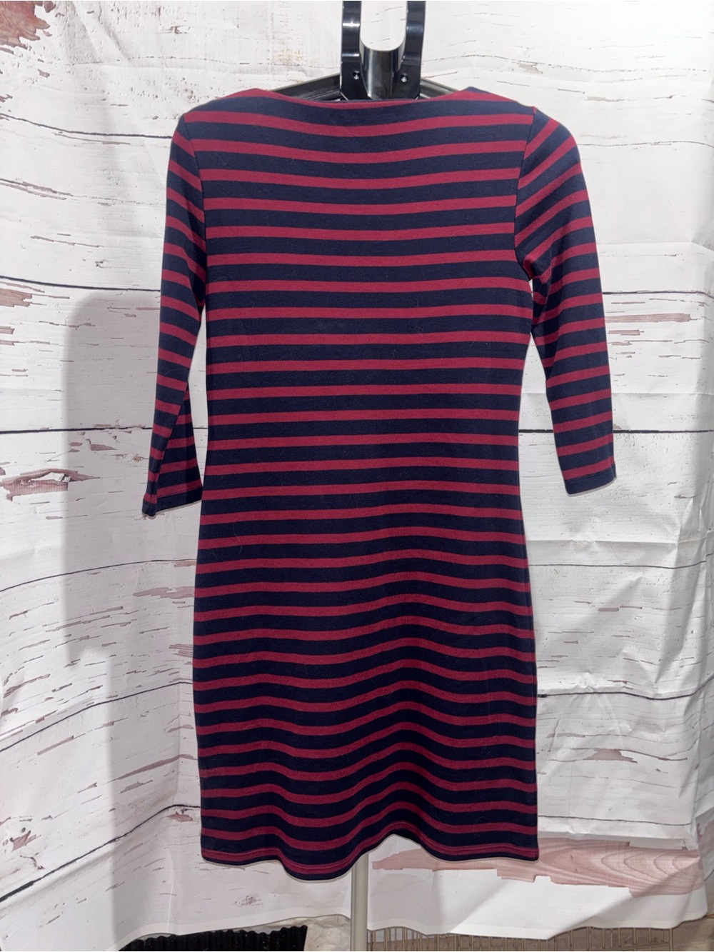 Talbots Navy and Wine Striped Long-Sleeve Sheath Dress Sz Small Petite NWT - Picture 2 of 7